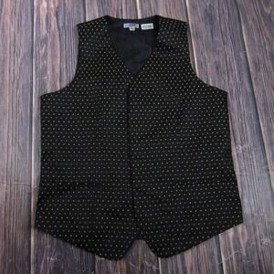 Edwards Suit Vest Mens L Black Polka Dot Polyester 3 Piece Formal Waistcoat